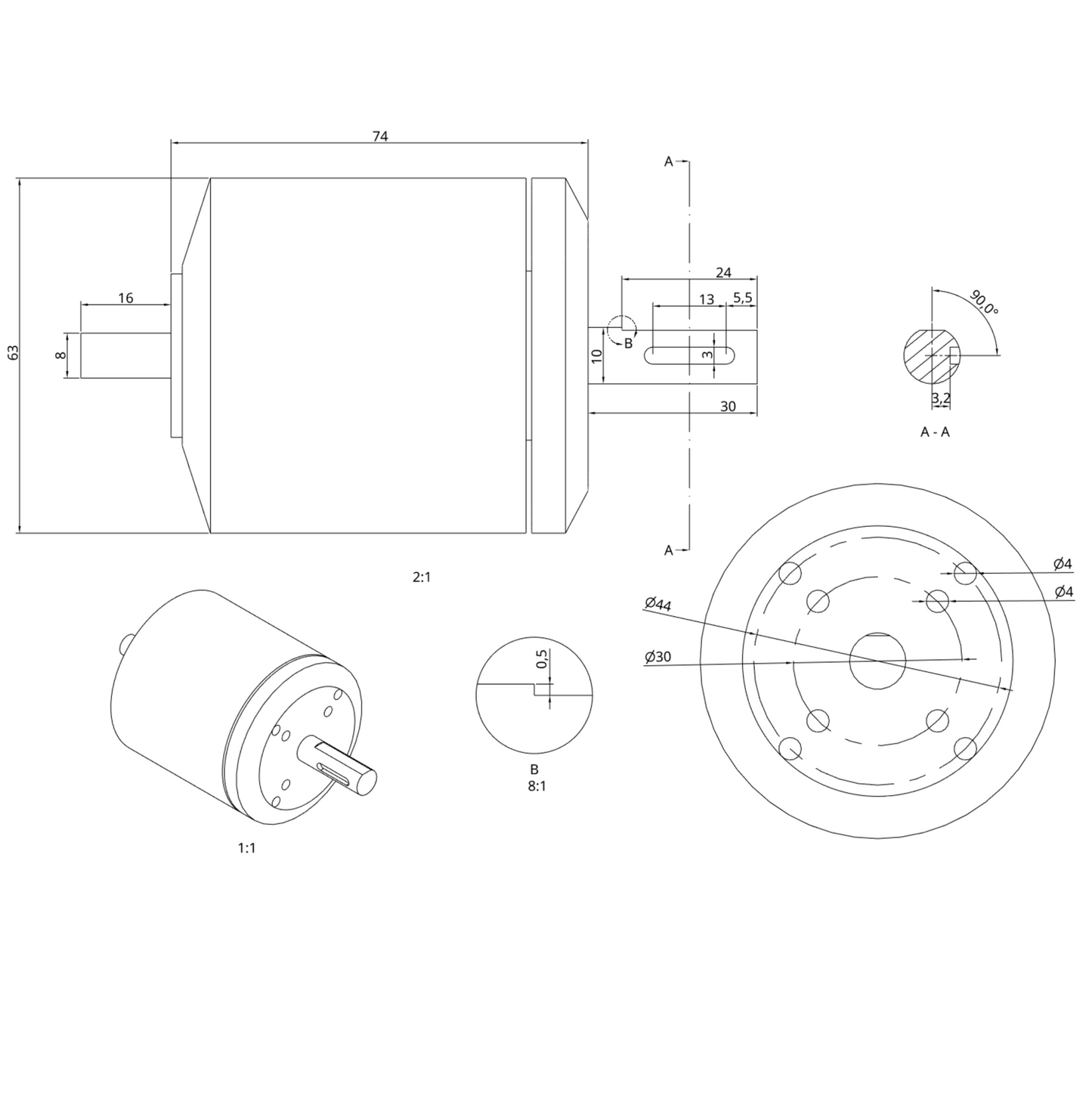 Dual Shaft Motor - D6374 150kv